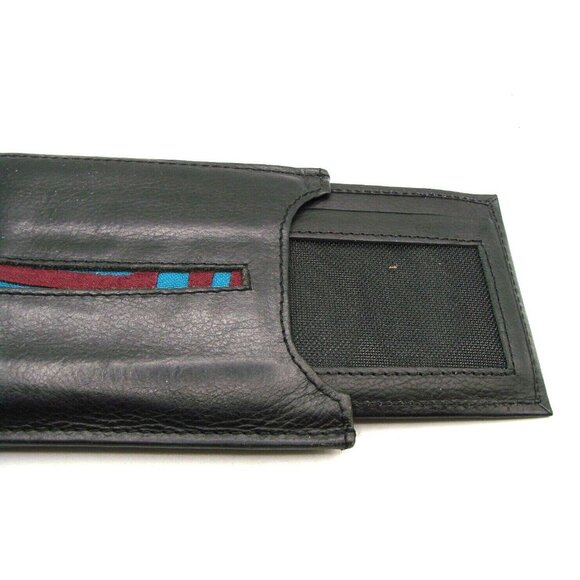 Arte Kuna Colombia Mens Black Bi Fold Leather Wallet w/ Slim Card Holder Handmad - Picture 7 of 12